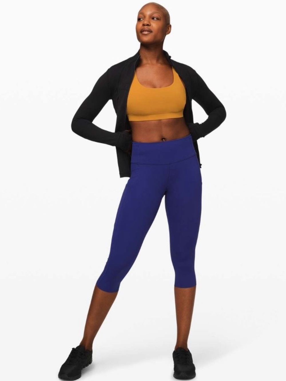Lululemon Fast and Free Crop 19" Larkspur Blue Capri Leggings Side Pockets